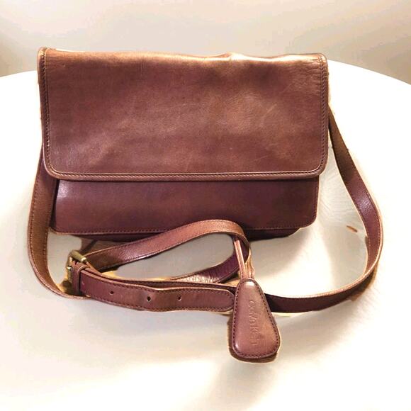 Vtg 1980s Calvin Klein Messenger Crossbody Bag Pocket Book Clean Interior - Picture 1 of 16